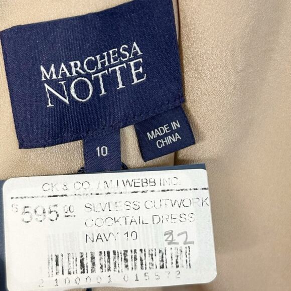 MARCHESA NOTTE Lace Overlay Sheath Cocktail Dress - Picture 6 of 7